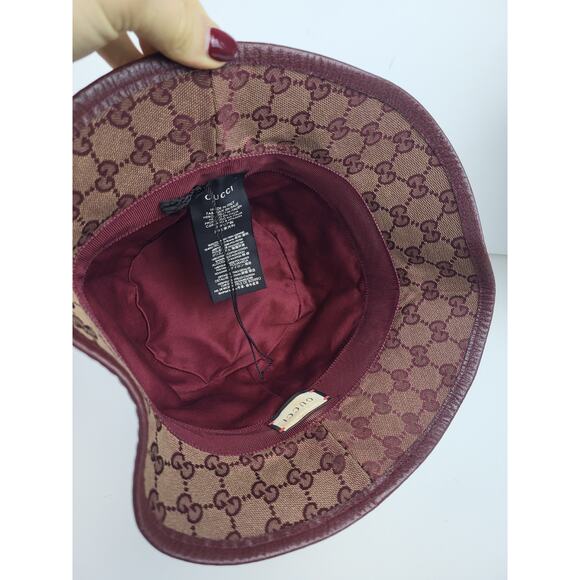 Gucci Burgundy Monogram Canvas Bucket Hat M - Picture 8 of 9
